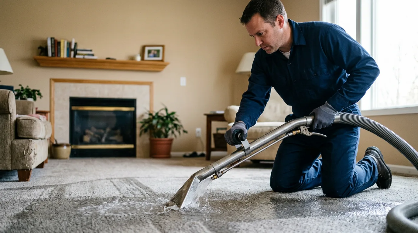 Water damage restoration technician working near Gosport, IN